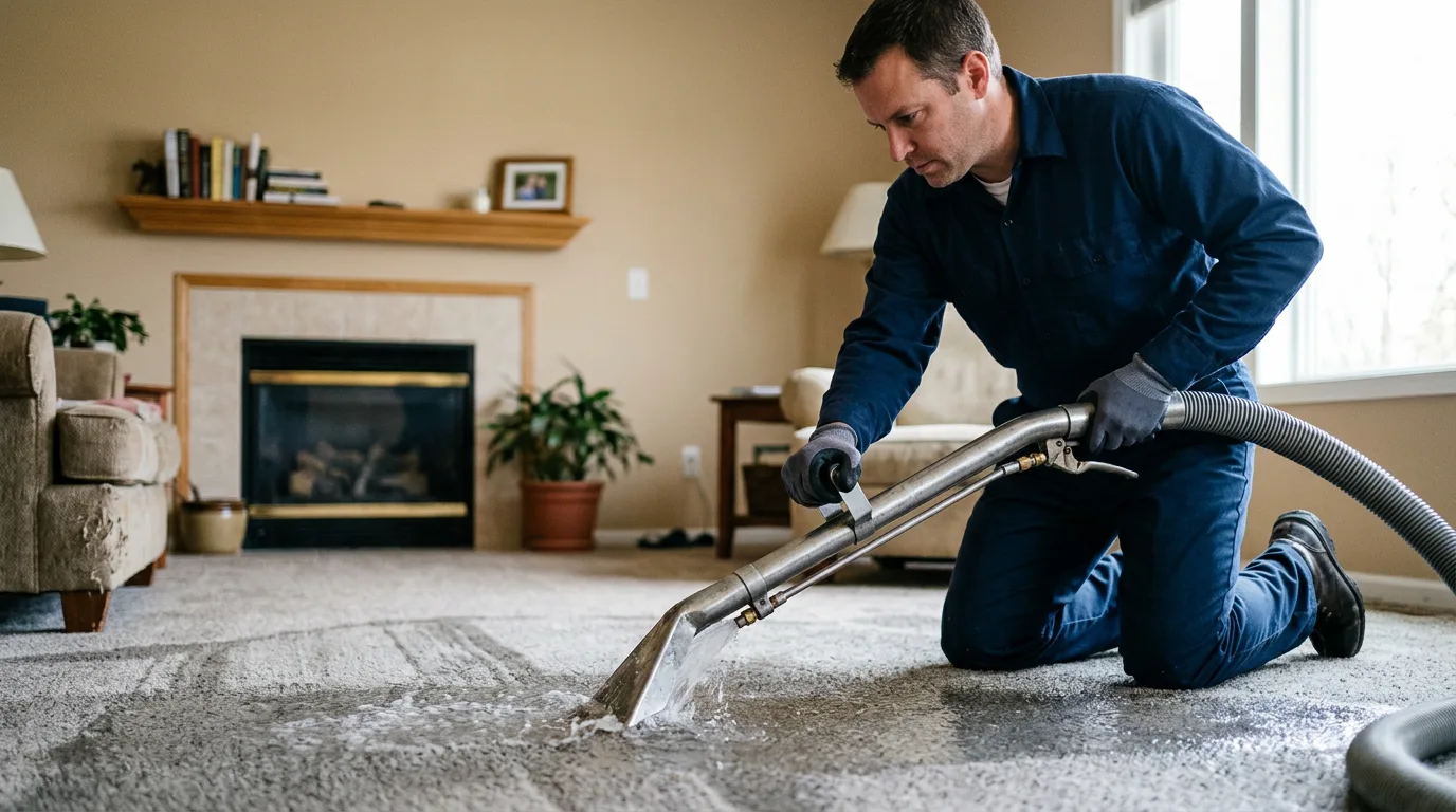 Water damage restoration technician working near Greenfield, IA